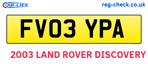 FV03YPA are the vehicle registration plates.