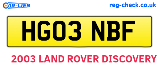 HG03NBF are the vehicle registration plates.