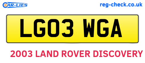 LG03WGA are the vehicle registration plates.