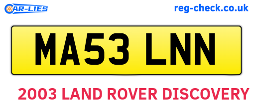 MA53LNN are the vehicle registration plates.