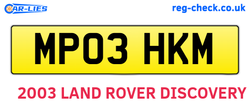 MP03HKM are the vehicle registration plates.