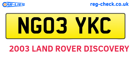 NG03YKC are the vehicle registration plates.