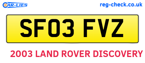 SF03FVZ are the vehicle registration plates.