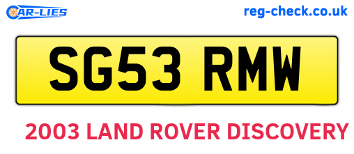 SG53RMW are the vehicle registration plates.