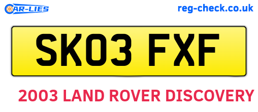SK03FXF are the vehicle registration plates.