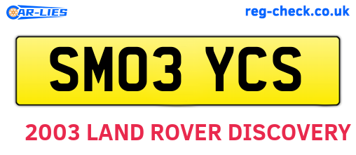 SM03YCS are the vehicle registration plates.