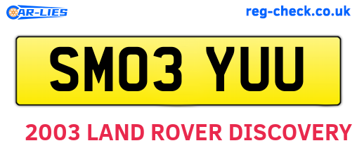 SM03YUU are the vehicle registration plates.