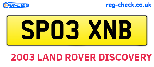 SP03XNB are the vehicle registration plates.