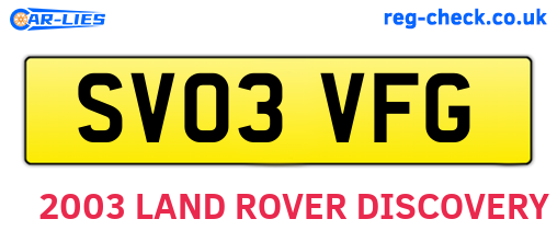 SV03VFG are the vehicle registration plates.