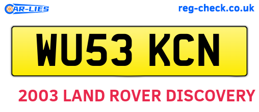 WU53KCN are the vehicle registration plates.