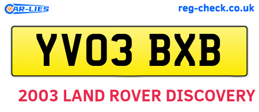 YV03BXB are the vehicle registration plates.