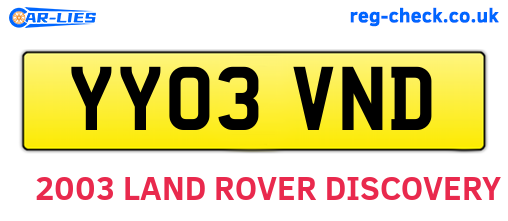YY03VND are the vehicle registration plates.