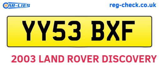 YY53BXF are the vehicle registration plates.