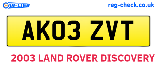 AK03ZVT are the vehicle registration plates.