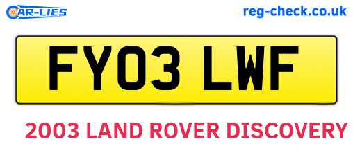 FY03LWF are the vehicle registration plates.