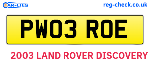 PW03ROE are the vehicle registration plates.