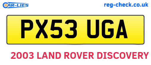 PX53UGA are the vehicle registration plates.