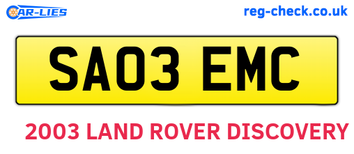 SA03EMC are the vehicle registration plates.