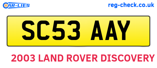 SC53AAY are the vehicle registration plates.