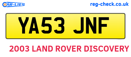 YA53JNF are the vehicle registration plates.