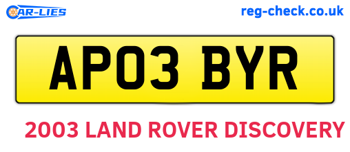 AP03BYR are the vehicle registration plates.