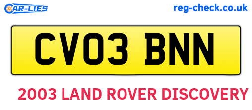 CV03BNN are the vehicle registration plates.