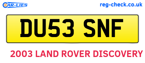 DU53SNF are the vehicle registration plates.