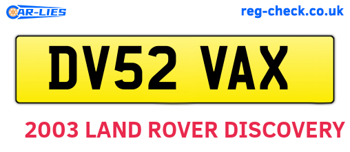 DV52VAX are the vehicle registration plates.