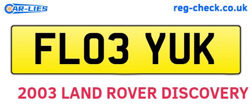 FL03YUK are the vehicle registration plates.