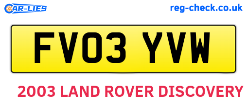 FV03YVW are the vehicle registration plates.