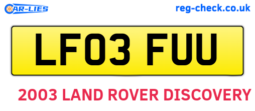 LF03FUU are the vehicle registration plates.