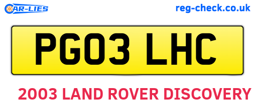 PG03LHC are the vehicle registration plates.