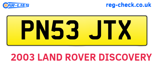 PN53JTX are the vehicle registration plates.