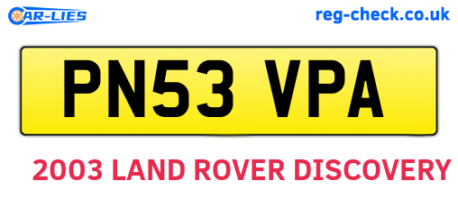 PN53VPA are the vehicle registration plates.