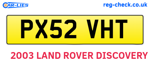 PX52VHT are the vehicle registration plates.