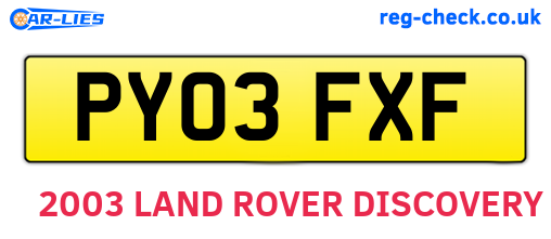 PY03FXF are the vehicle registration plates.