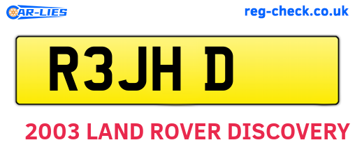 R3JHD are the vehicle registration plates.