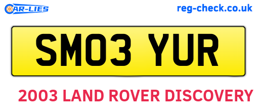 SM03YUR are the vehicle registration plates.