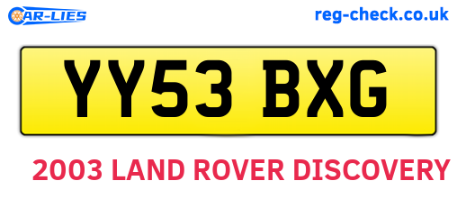 YY53BXG are the vehicle registration plates.