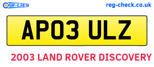 AP03ULZ are the vehicle registration plates.