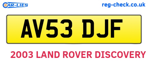 AV53DJF are the vehicle registration plates.