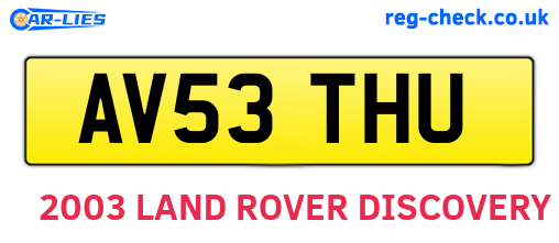 AV53THU are the vehicle registration plates.