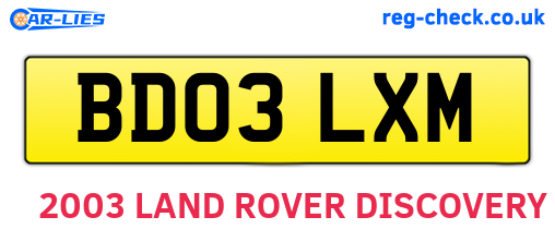 BD03LXM are the vehicle registration plates.