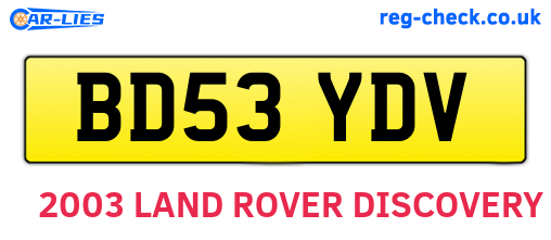 BD53YDV are the vehicle registration plates.