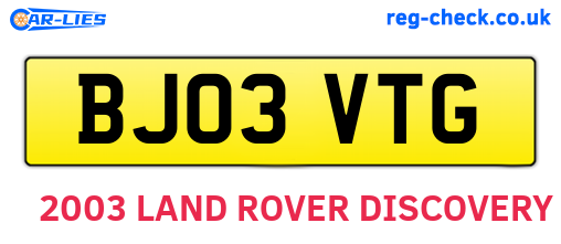 BJ03VTG are the vehicle registration plates.