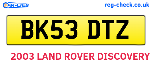 BK53DTZ are the vehicle registration plates.