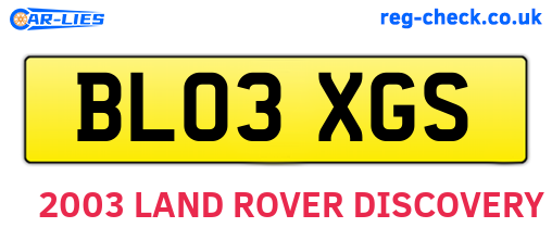BL03XGS are the vehicle registration plates.
