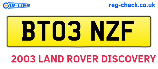 BT03NZF are the vehicle registration plates.