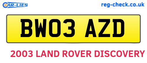 BW03AZD are the vehicle registration plates.