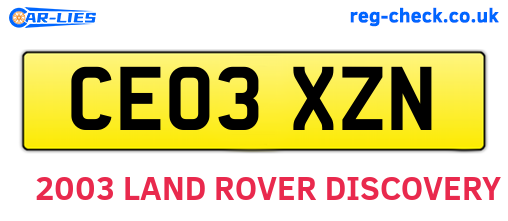 CE03XZN are the vehicle registration plates.